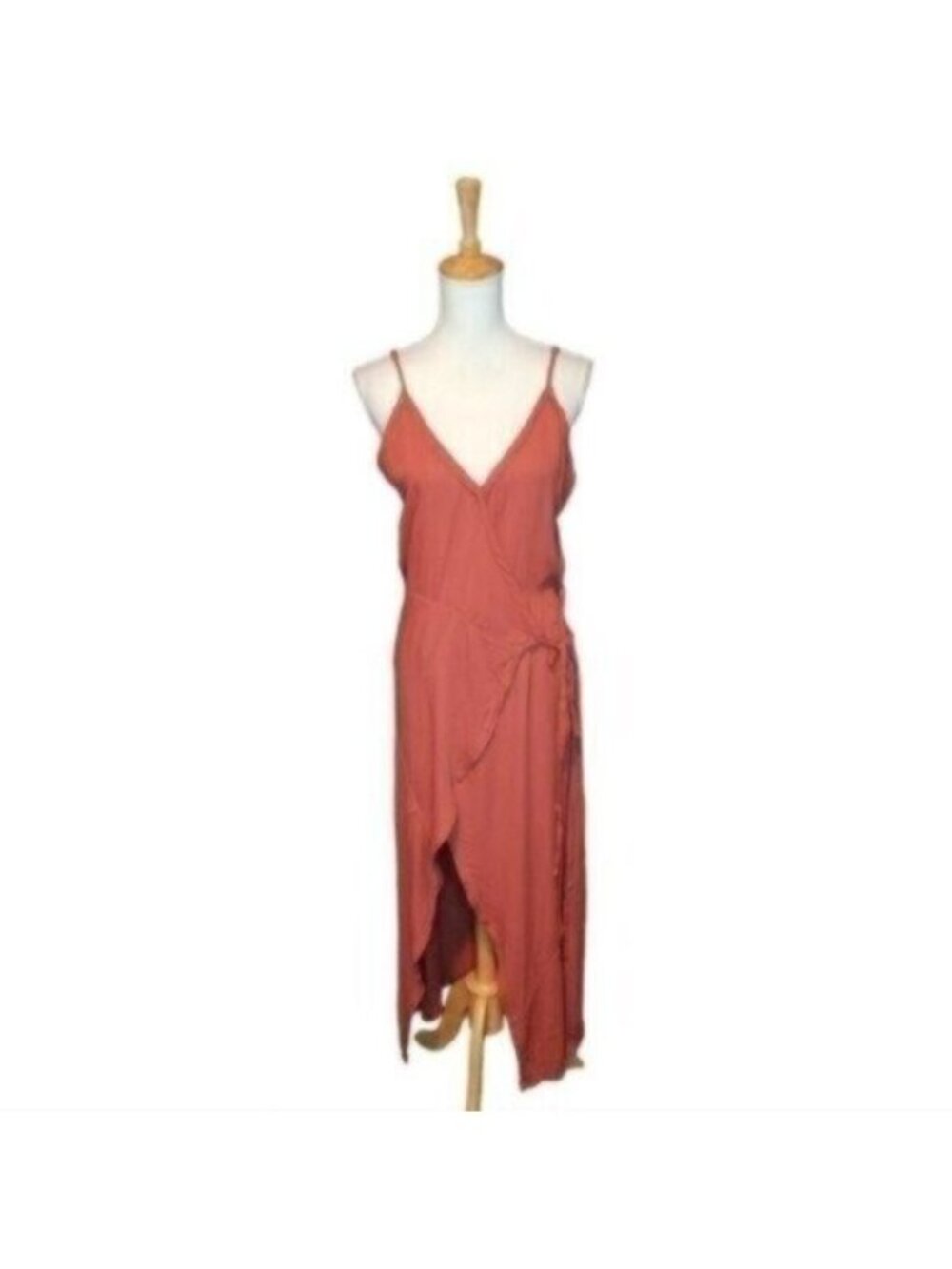 Hello Nite Soft Modal Wrap Midi Dress In Henna Size Small